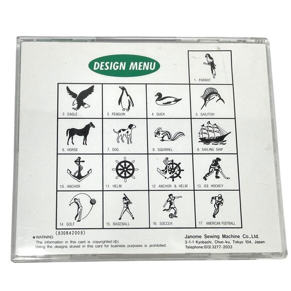 Janome Memory Card #4 Varsity Series Vintage Embroidery Card 17 Images NWOT - Picture 5 of 8